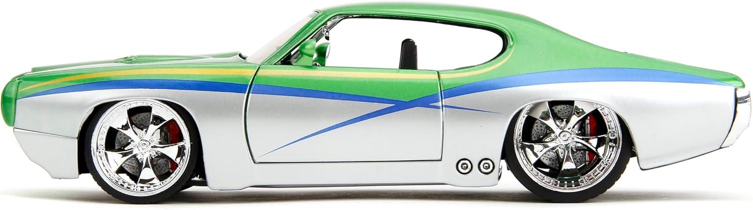 1969 Pontiac GTO Judge Green Metallic and Silver with Stripes "Bigtime Muscle" Series 1/24 Diecast Model Car by Jada(Selections May Vary)