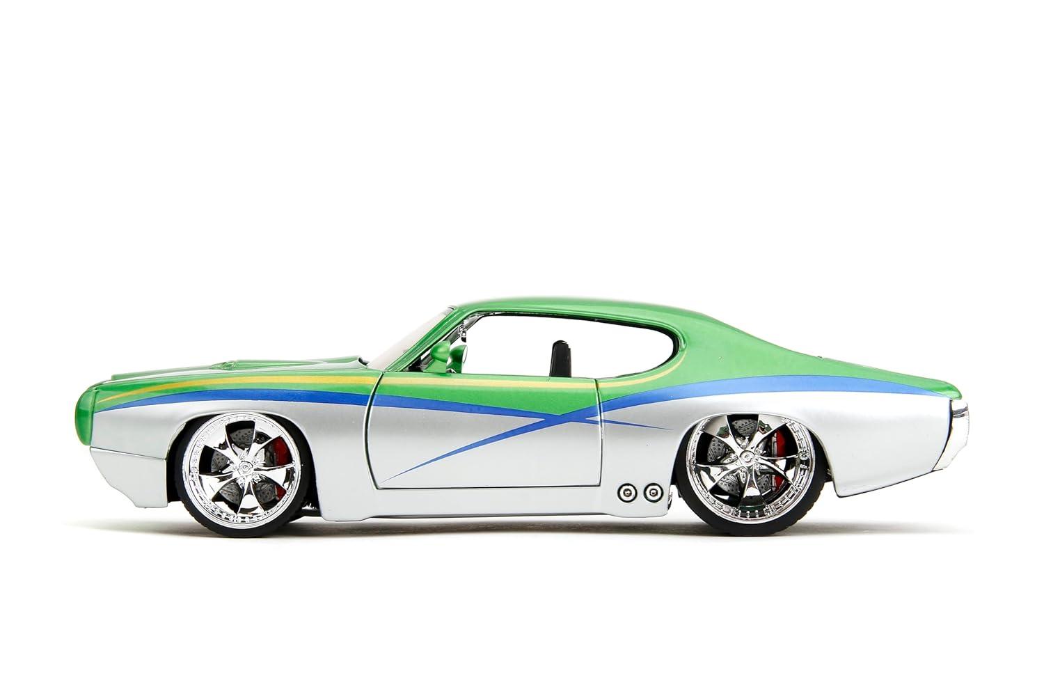 1969 Pontiac GTO Judge Green Metallic and Silver with Stripes "Bigtime Muscle" Series 1/24 Diecast Model Car by Jada(Selections May Vary)