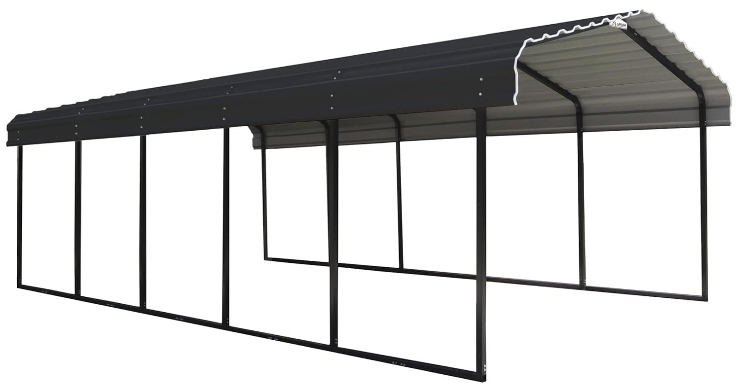 Arrow Steel Carport, Galvanized Black/Charcoal