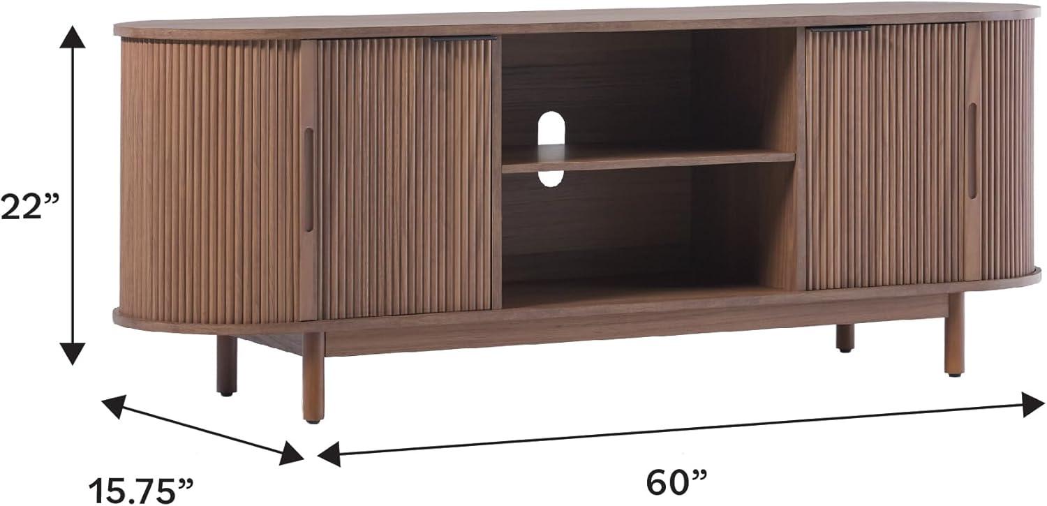 Walker Edison Modern Reeded 60” TV Stand with Open Storage - Mocha