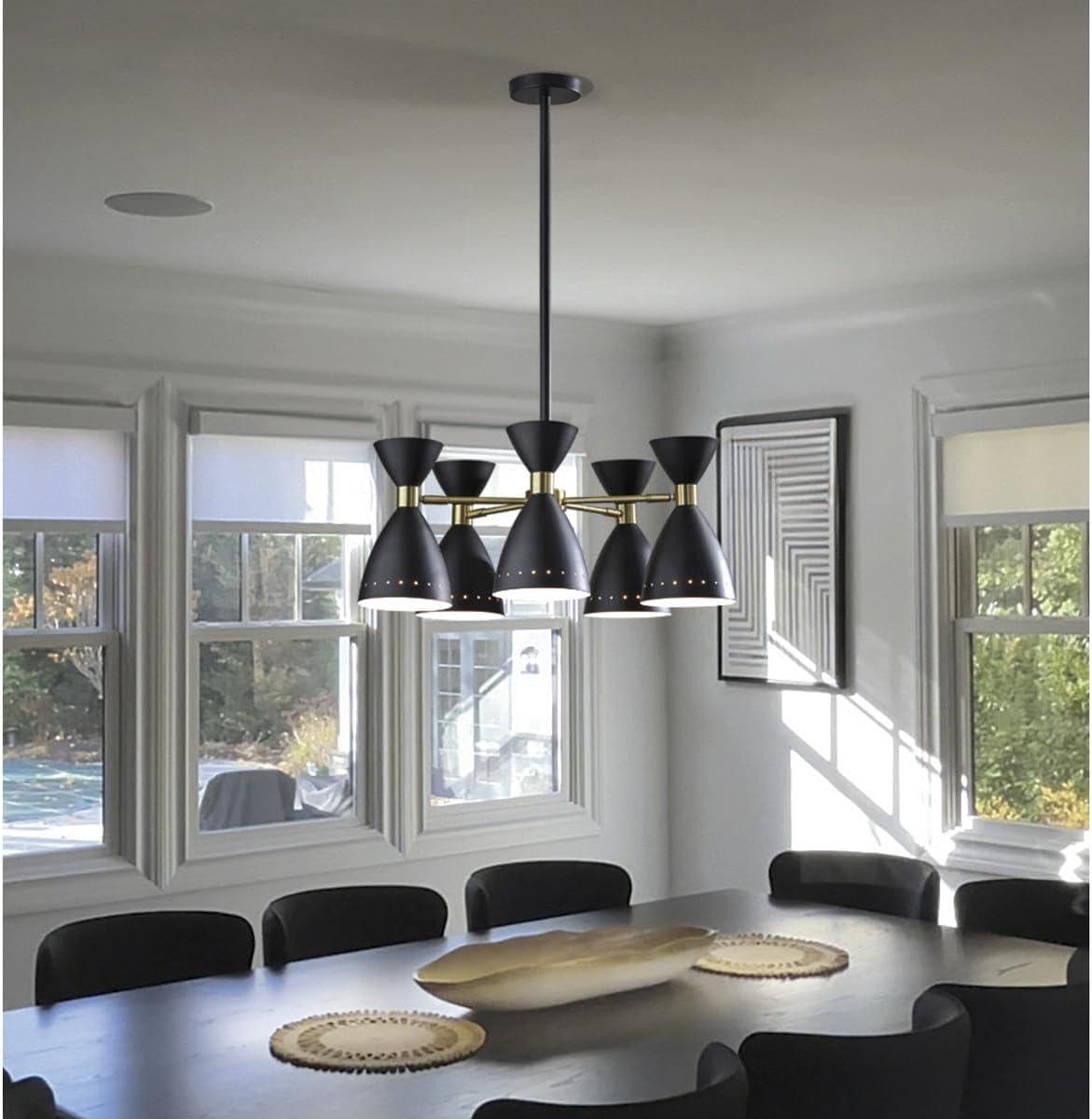 5-Head Oscar Pendant Black - Adesso: Mid-Century Modern, Adjustable, Overhead Island Lighting, ETL Listed