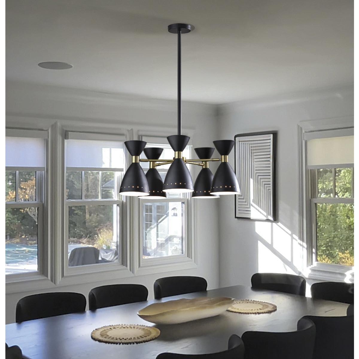 5-Head Oscar Pendant Black - Adesso: Mid-Century Modern, Adjustable, Overhead Island Lighting, ETL Listed