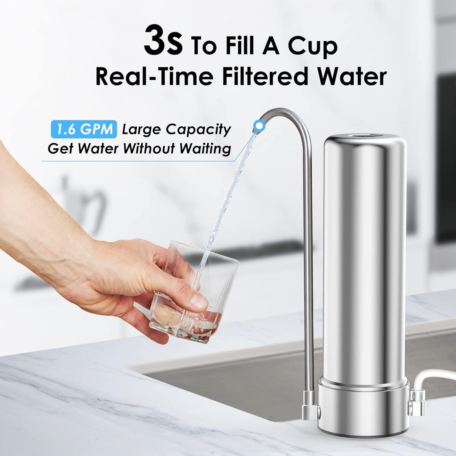 Stainless Steel Countertop Filter System, Faucet Water Filter