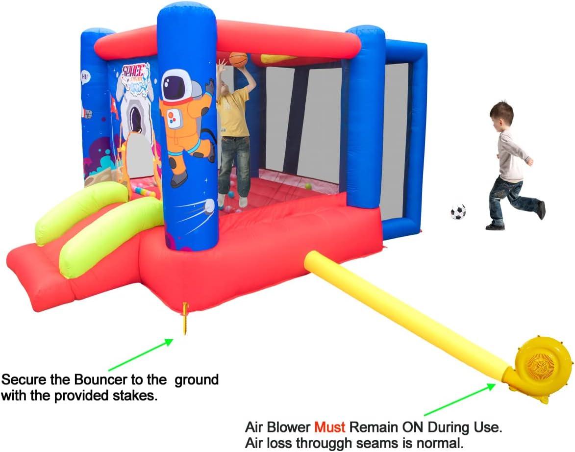 Colorful Inflatable Space-Themed Bounce House with Slide