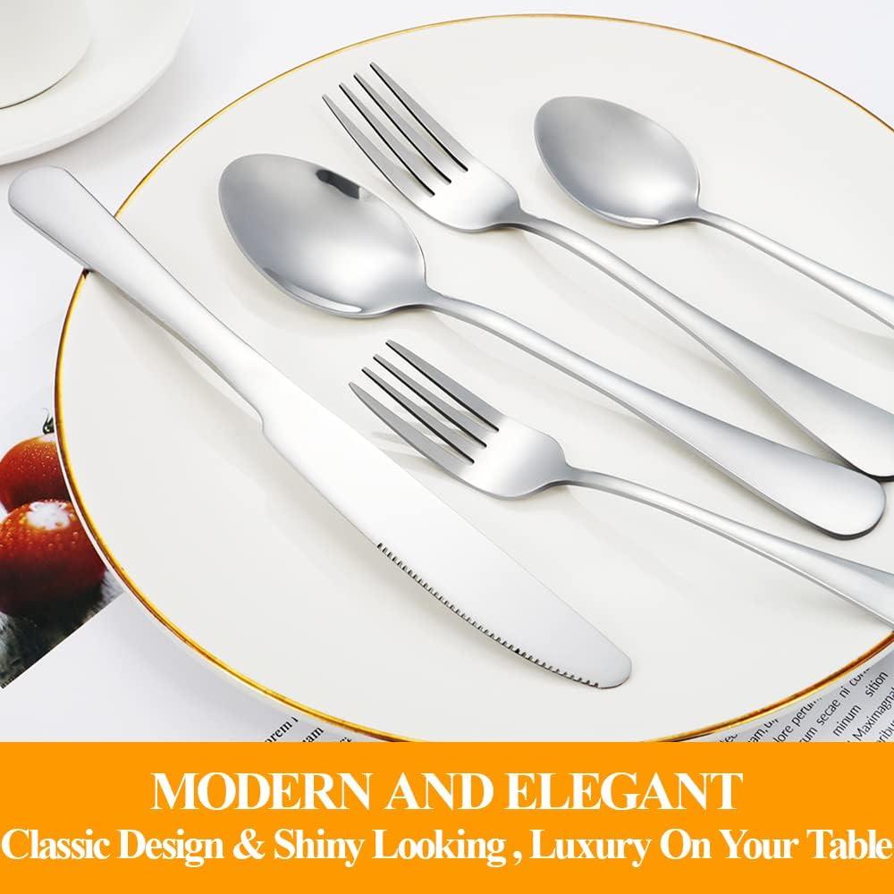 40-Piece Polished Stainless Steel Flatware Set for 8