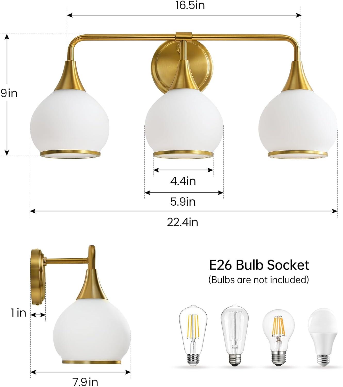 Black and Gold Bathroom Light Fixtures 2-Lights Vanity Lights with Clear Glass Shade Bathroom Vanity Light 14 Inch Wall Sconces(Exclude E26 Bulb)…