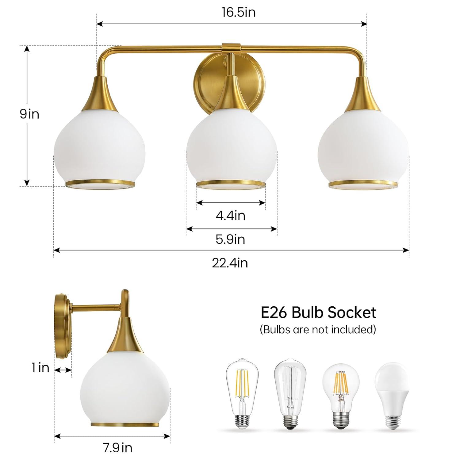 Black and Gold Bathroom Light Fixtures 2-Lights Vanity Lights with Clear Glass Shade Bathroom Vanity Light 14 Inch Wall Sconces(Exclude E26 Bulb)…