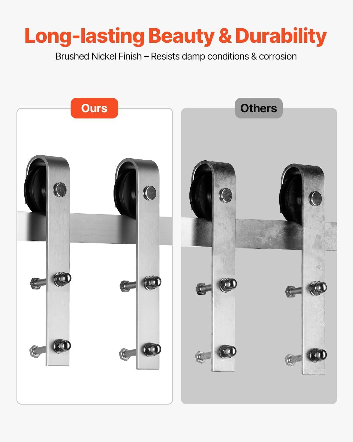 VEVOR Black Steel Single Door Barn Door Hardware Kit Standard Single