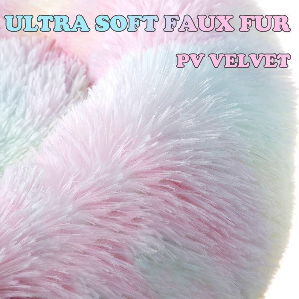 otoez Kitten Puppy Bed Extra Small XS Round Dog Cat Beds Anti Anxiety Plush Pet Calming Donut Bed with Non-Slip Waterproof Bottom, Washable (15.7", Rainbow)