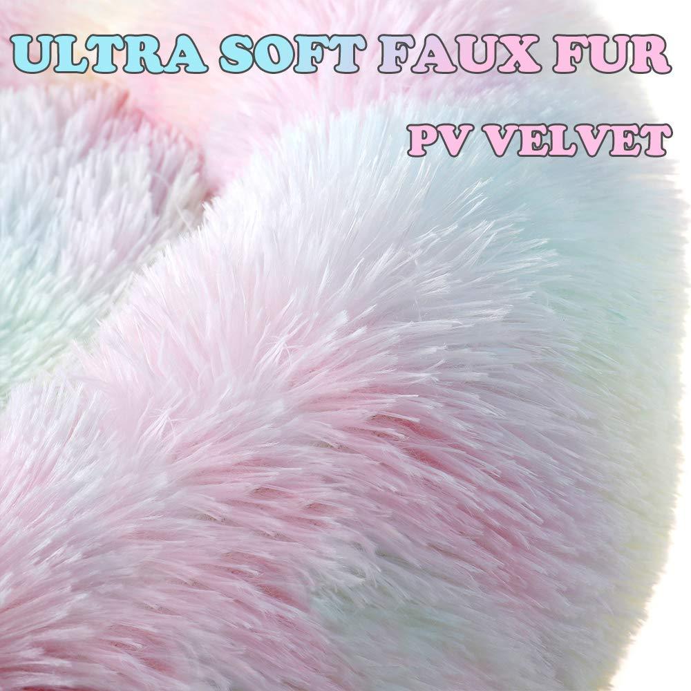 otoez Kitten Puppy Bed Extra Small XS Round Dog Cat Beds Anti Anxiety Plush Pet Calming Donut Bed with Non-Slip Waterproof Bottom, Washable (15.7", Rainbow)