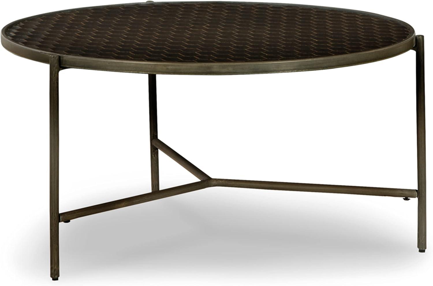 Doraley Coffee Table Black/Gray/Brown/Beige - Signature Design by Ashley: Honeycomb Top, Glazed Metal Base