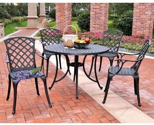 Sedona 46" 5pc Outdoor Dining Set with Highback Chairs - Black - Crosley