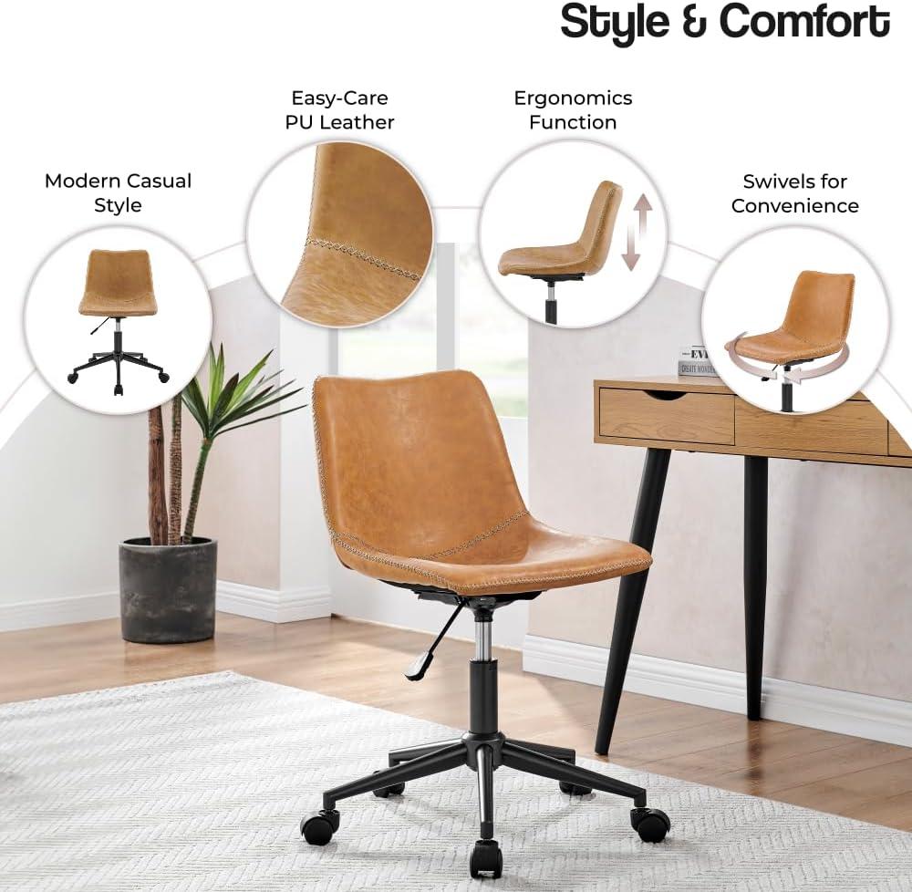 New Pacific Direct Clarke 22" PU and Plywood Swivel Office Chair in Yellow
