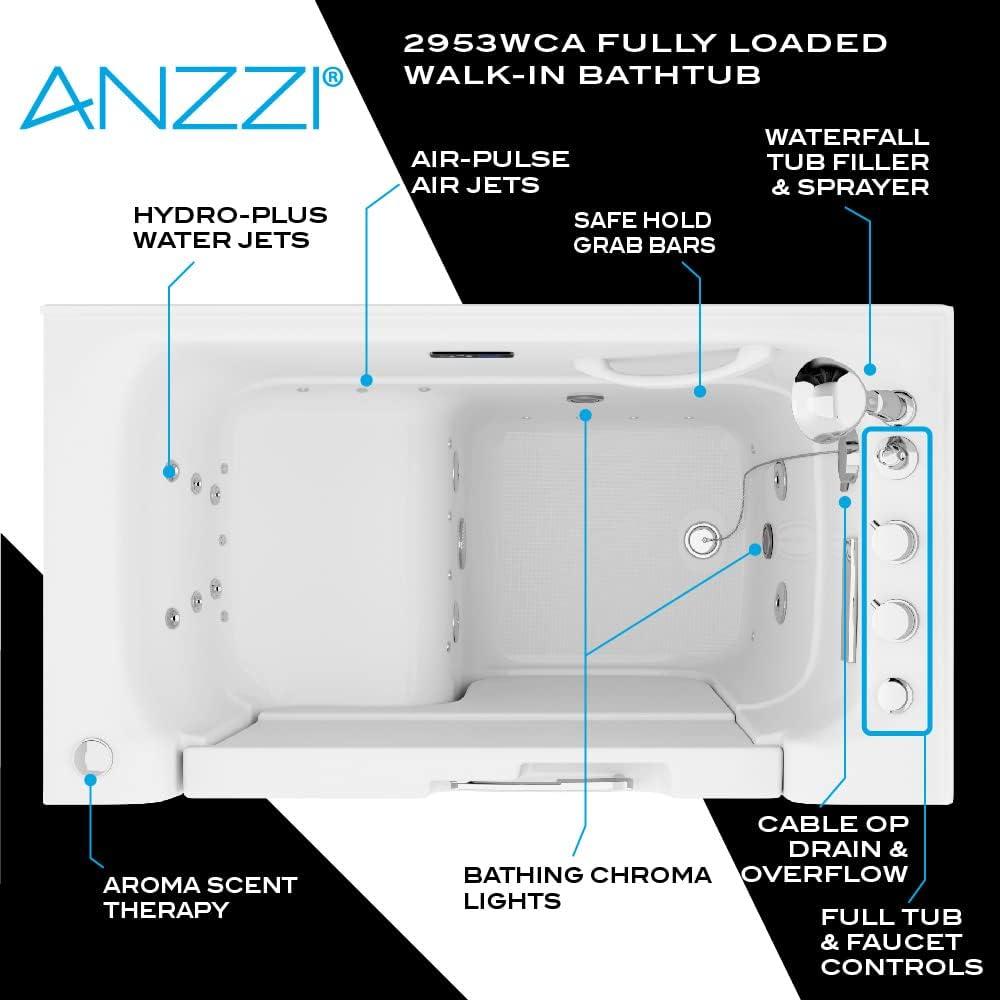 52.5'' x 29.37'' Walk-in Acrylic Bathtub with Faucet