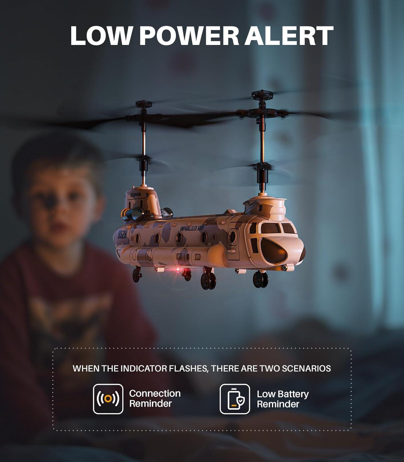 SYMA Remote Control Helicopter, S52H Military Transport RC Helicopters with Altitude Hold, One Key take Off/Landing, LED Light, Low Battery Reminder, Army Toys for Kids and Military Fans
