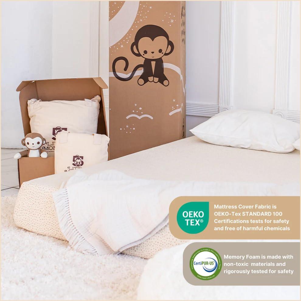 Hollywood Bed Frame Twin 5 Little Monkeys 8" Kids' Original Memory Foam Mattress: Hypoallergenic, Water-Resistant, Organic Cotton
