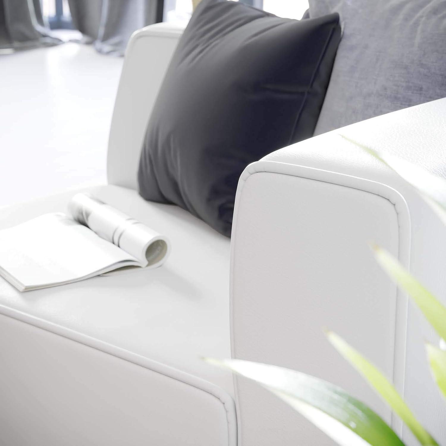 Modway Mingle Vegan Leather Right Armchair White: Modern Faux Leather, No Assembly, Wood Frame