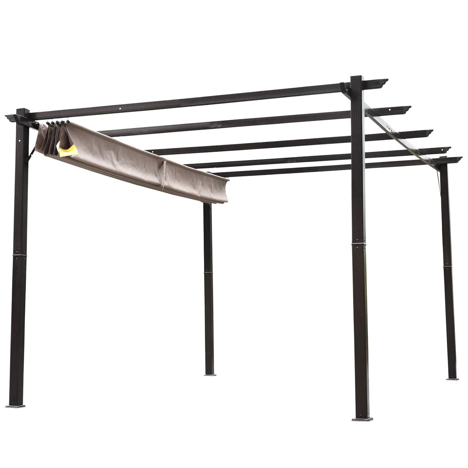 Outsunny Outsunny Pergola with Retractable Shade Canopy, Aluminum