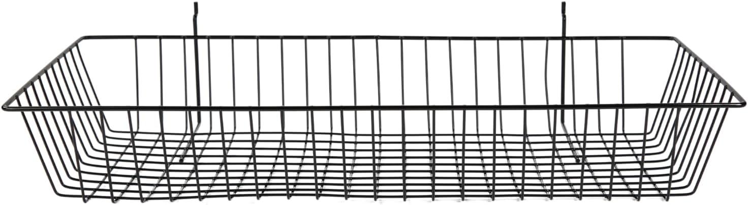 Black Mini Wire Grid Basket for Slatwall or Pegboard - 24''L x 12''W x 4"D