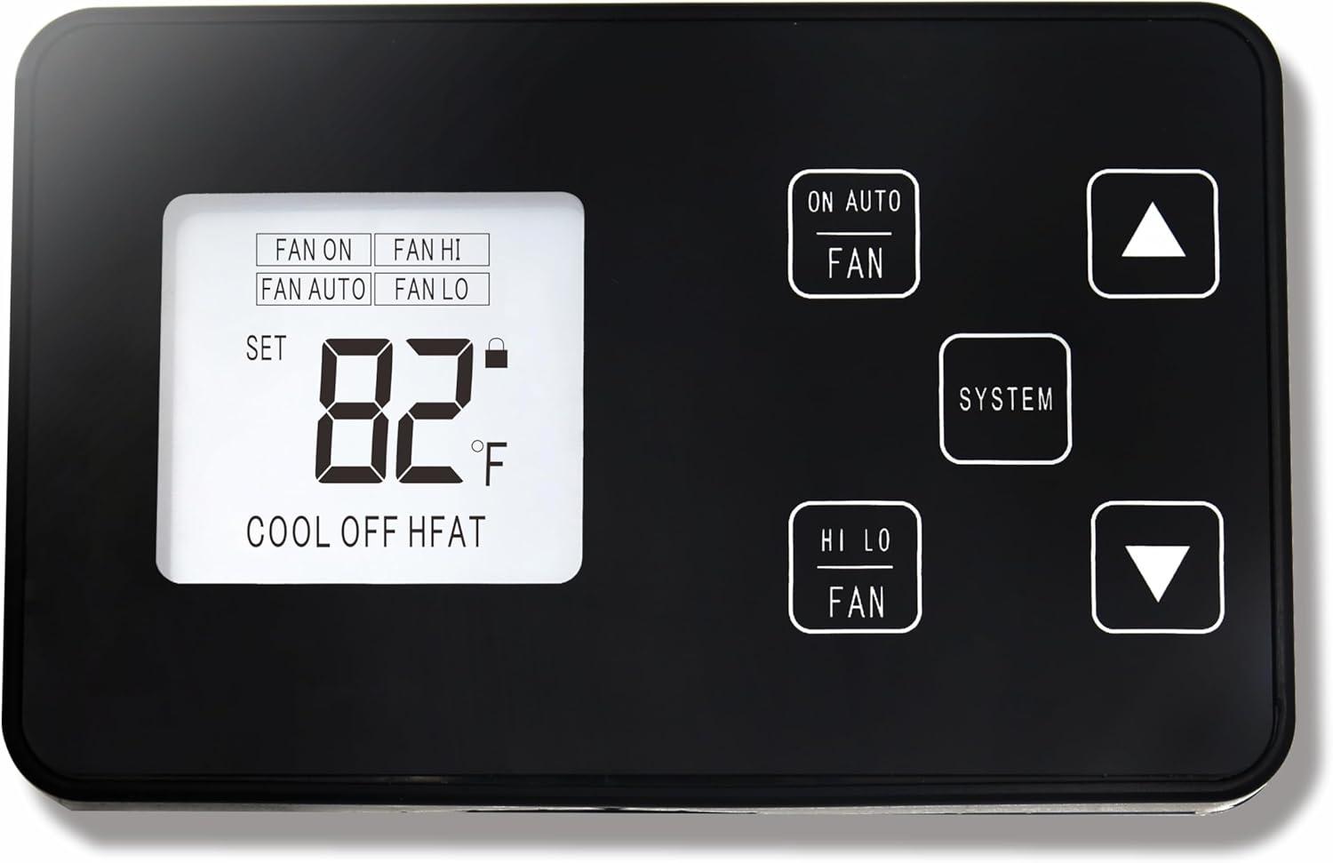 Briidea RV LCD Screen Digital Thermostat (Cool Only/Furnace), Replace for Dometic 3106995.032, 12V DC, Black