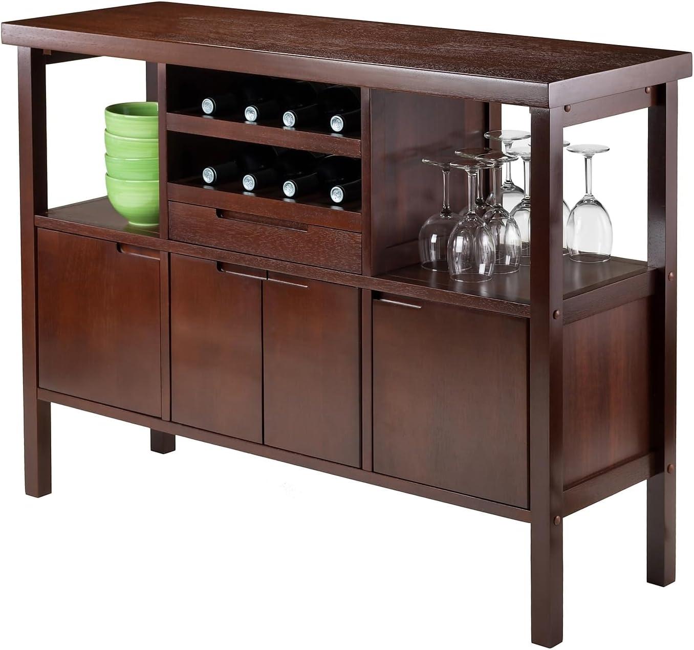 Diego Buffett Sideboard Cabinet Wood/Walnut - Winsome: Transitional Style, 3-Door Storage, 1 Drawer, 2 Shelves