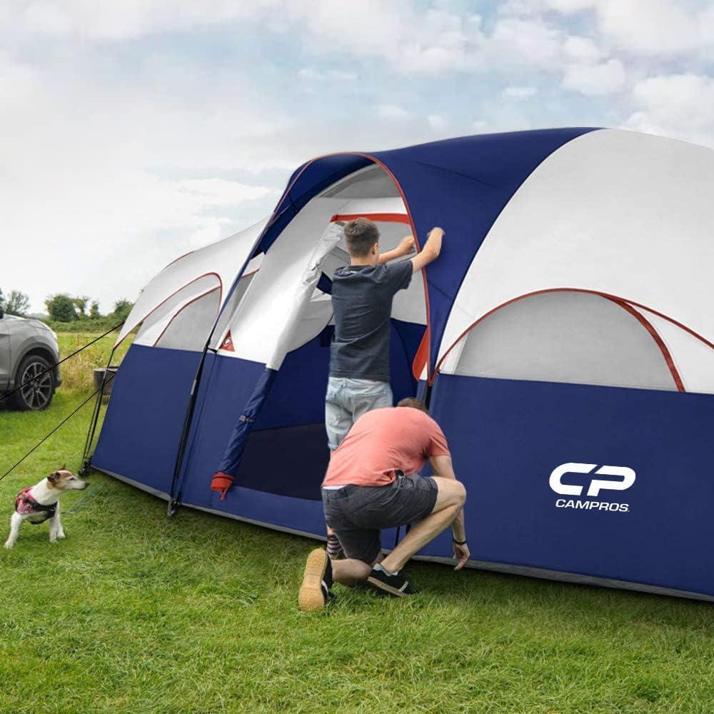 Blue 8-Person Two-Room Three-Season Dome Camping Tent