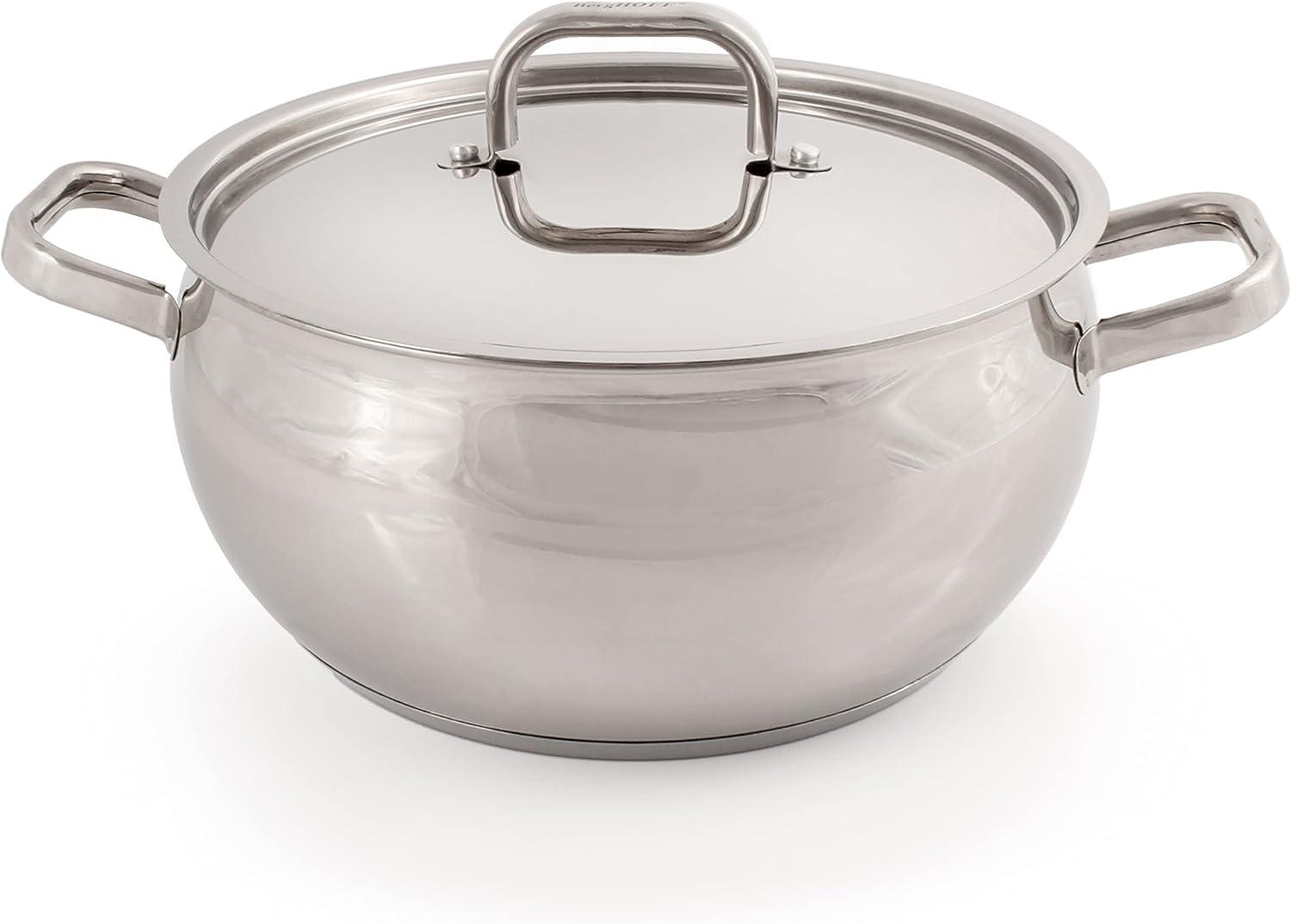BergHOFF SS 18/10 5.5 Qt Stock Pot With SS Lid, Belly Shape, 9.5"