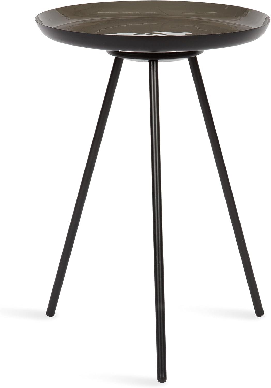 Kate and Laurel Laranya Round Metal Side Table, 15x15x22.5, Brown and Black