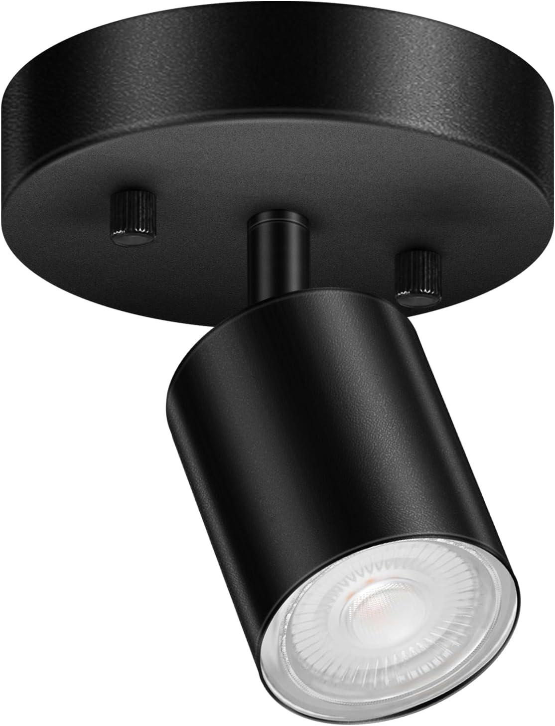 LED 3 Light Track Lighting Kit, LED Track Lighting Fixtures, White Round Ceiling Spot Lighting, Flexibly Rotatable Light Head for Kitchen, Living Room, Bedroom, GU10 Bulb Not Included