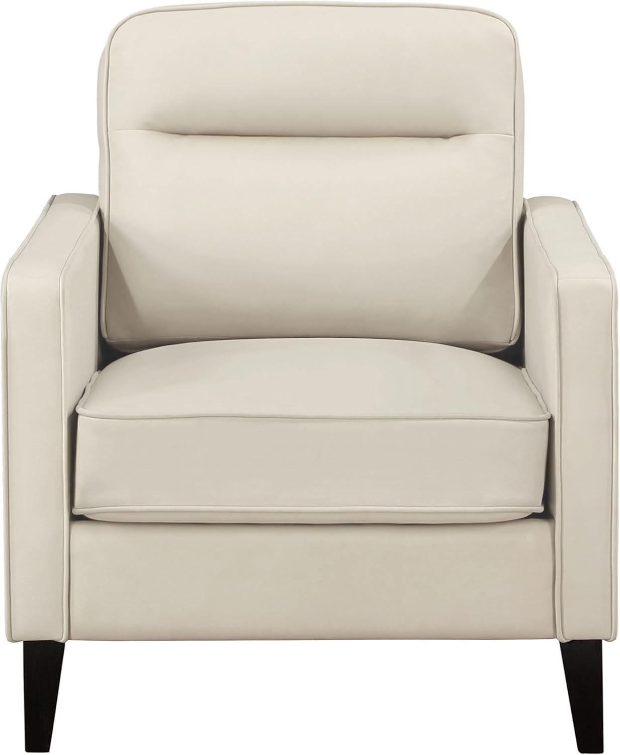 Ivory Faux Leather Accent Chair with Metal Legs