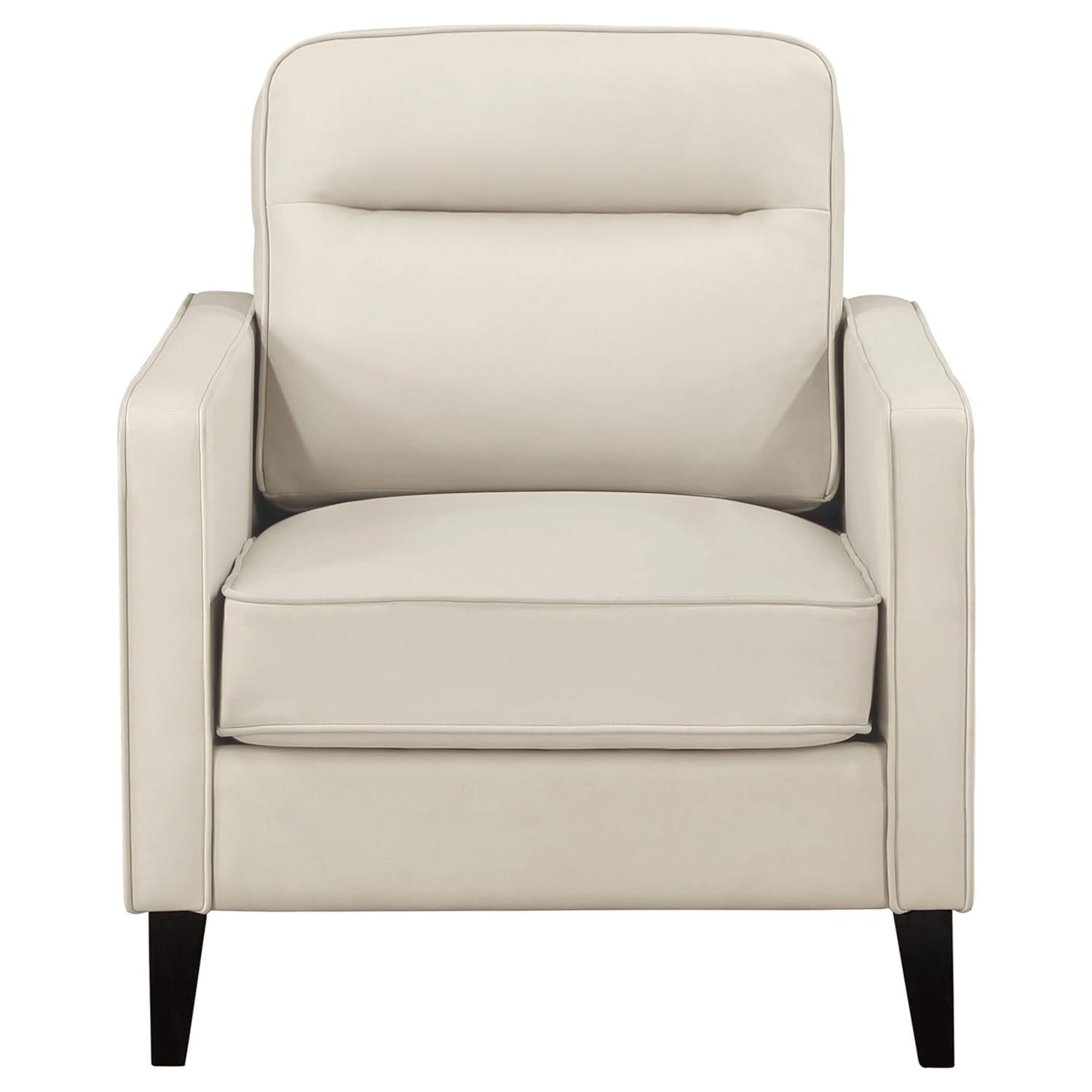 Ivory Faux Leather Accent Chair with Metal Legs