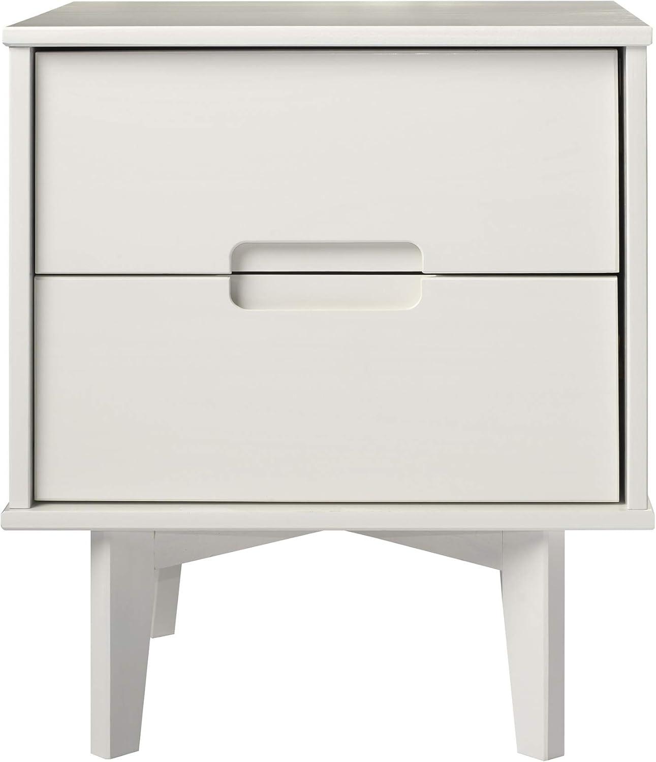 Mid-Century Modern White Maple 2-Drawer Nightstand