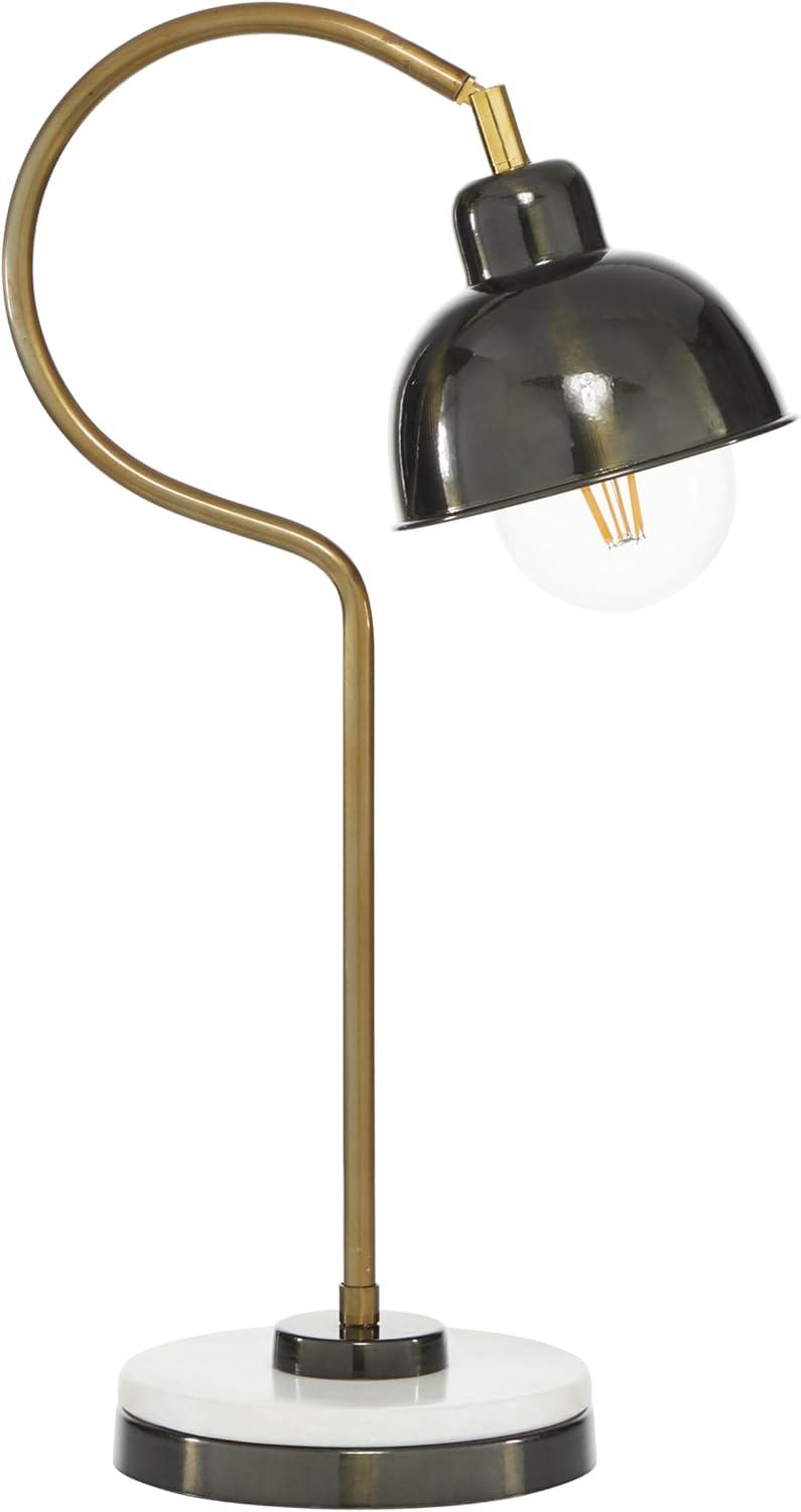 22" Black Metal Desk Lamp with Brass Accent