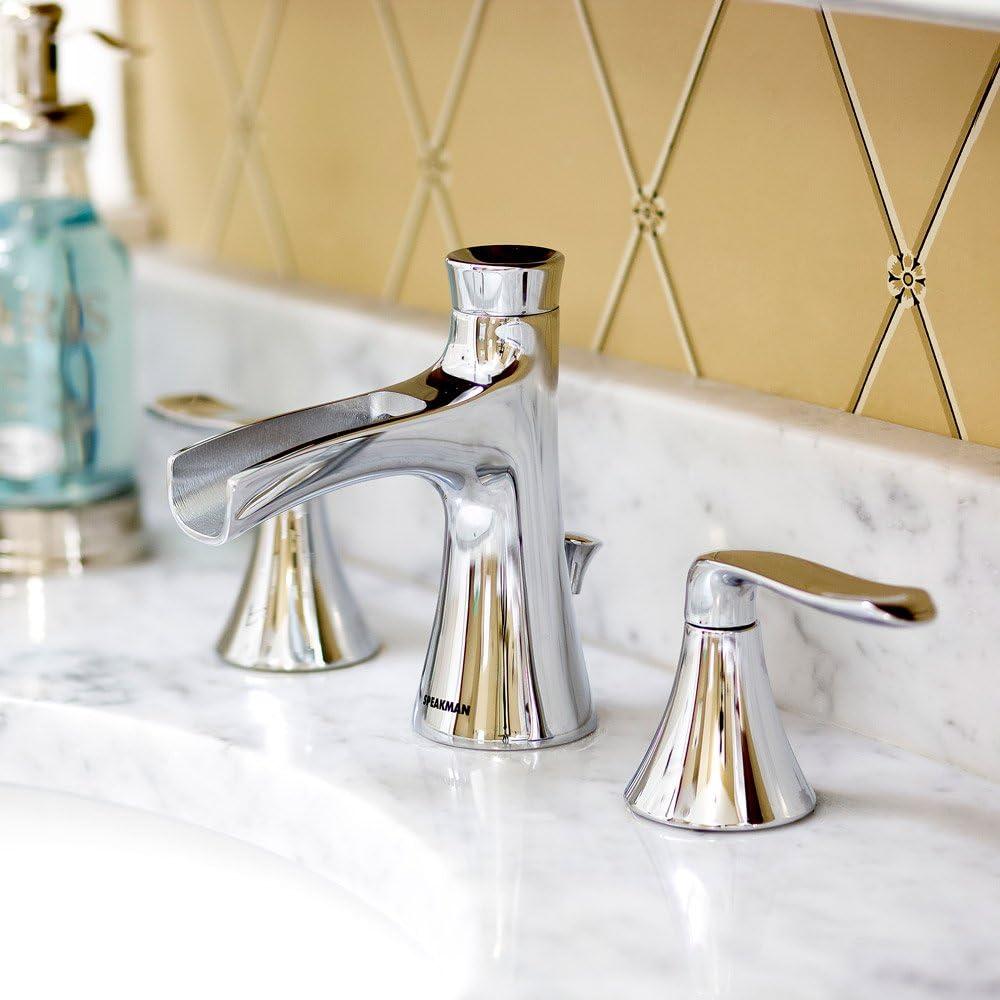 Polished Chrome Widespread Waterfall Bathroom Faucet with Lever Handles