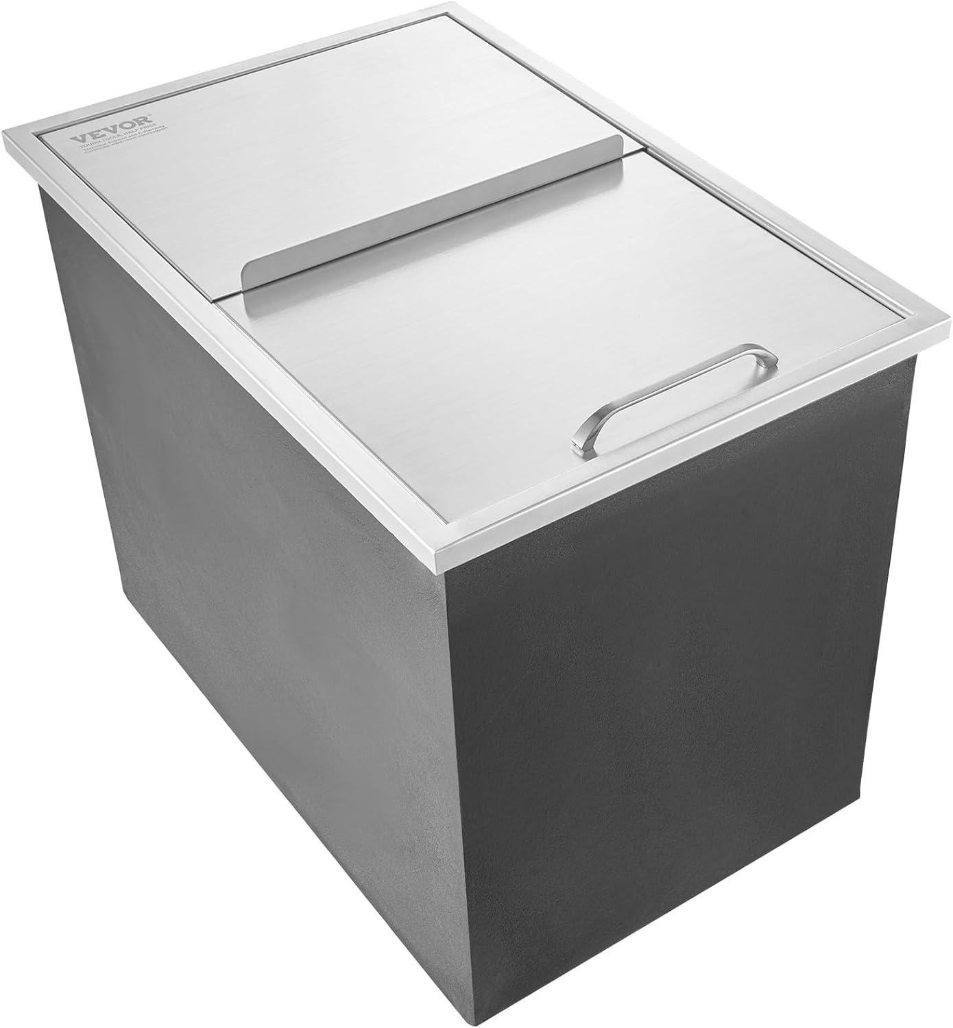 VEVOR 27" Stainless Steel Drop-In Ice Chest with Sliding Cover