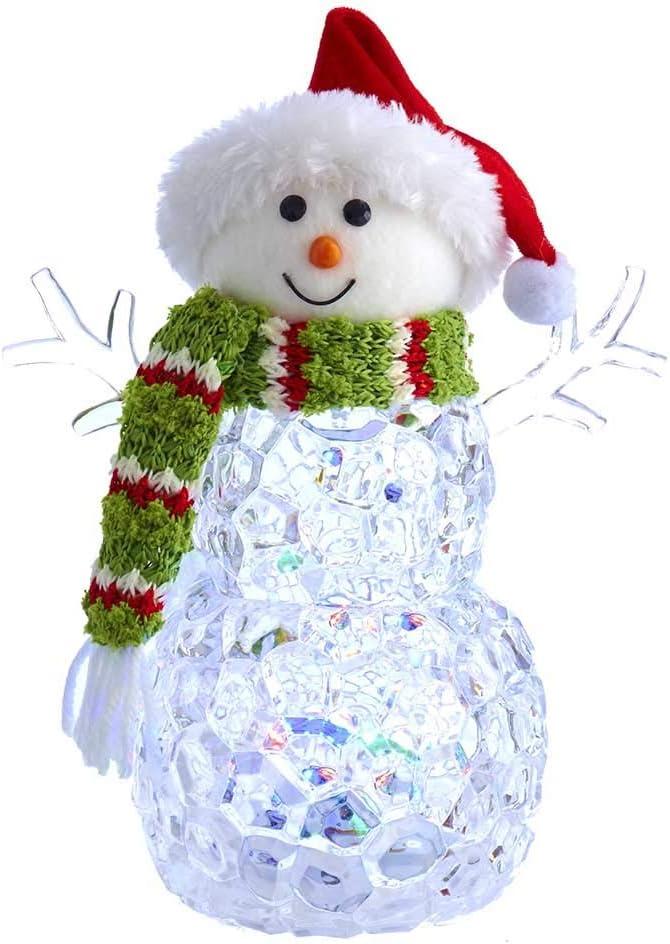 Illuminated Crystal Snowman Sculpture with Festive Accents