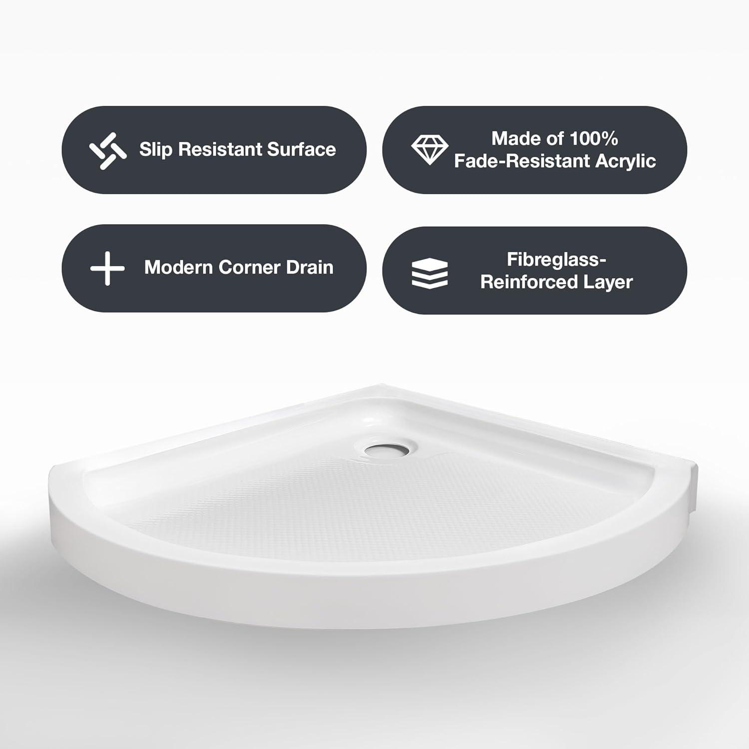 OVE Decors Breeze Premium 33 in. Framed Round Shower Kit w/ Clear Glass, Base