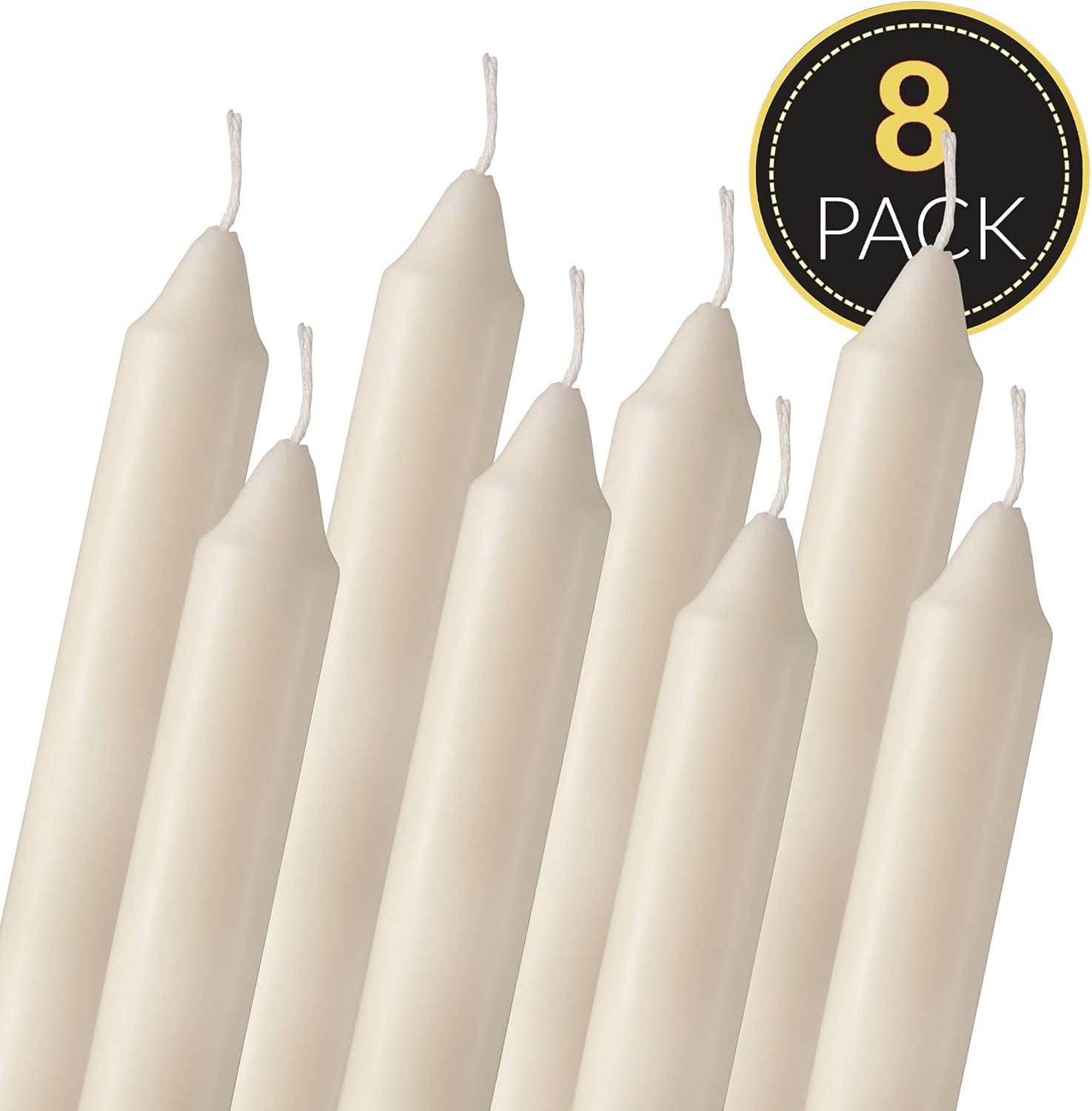 Straight Ivory Candlesticks, 6" Ivory Candles, 5 Hour Burning,  for Wedding, and Home Decor, 8 Pack