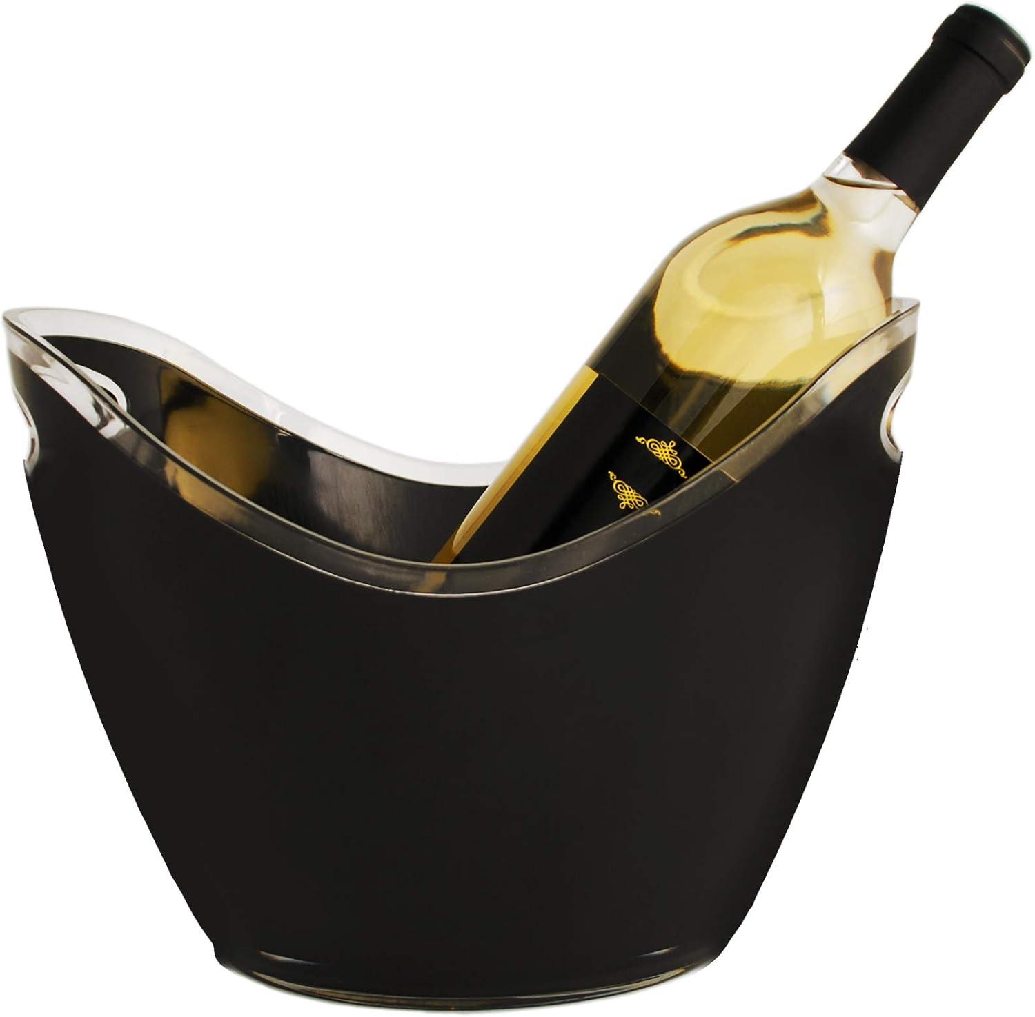 True Modern Wine & Champagne Bucket Black Ice Beverage Tub Indoor & Outdoor Home Kitchen Drink Bucket, Party Tubs for Drinks, 2 Bottles Capacity, Champagne & Wine Chiller Bucket