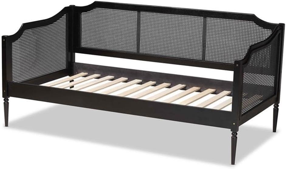 Twin Hancock Wood & Synthetic Rattan Daybed Charcoal - Baxton Studio: Frame, No Trundle