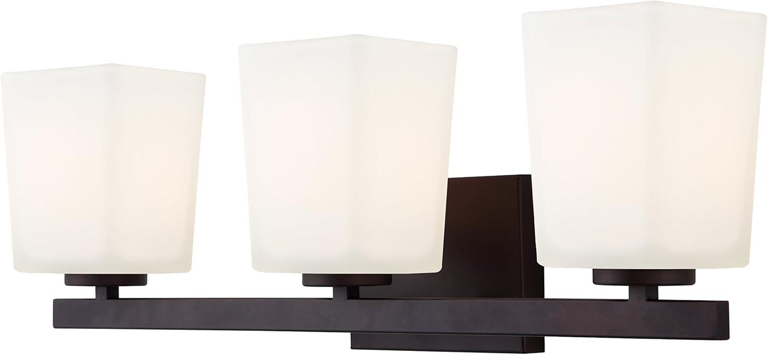 Hartley Oil Rubbed Bronze 3-Light Vanity with Opal Glass Shades