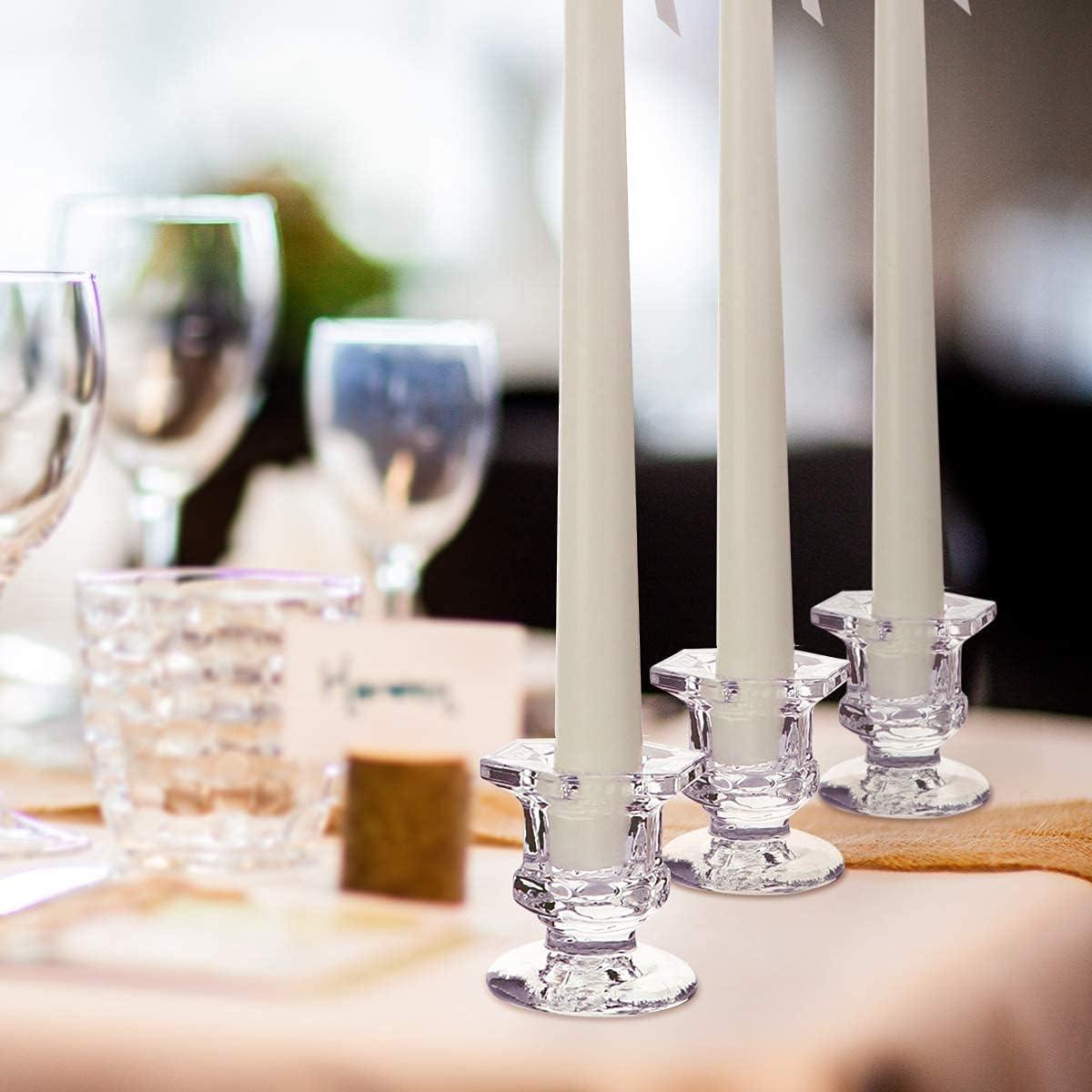 Crystal Glass Candle Holders Set of 12, Clear Taper Candlestick Pillar Candle Holder 2"x2"x2.3"