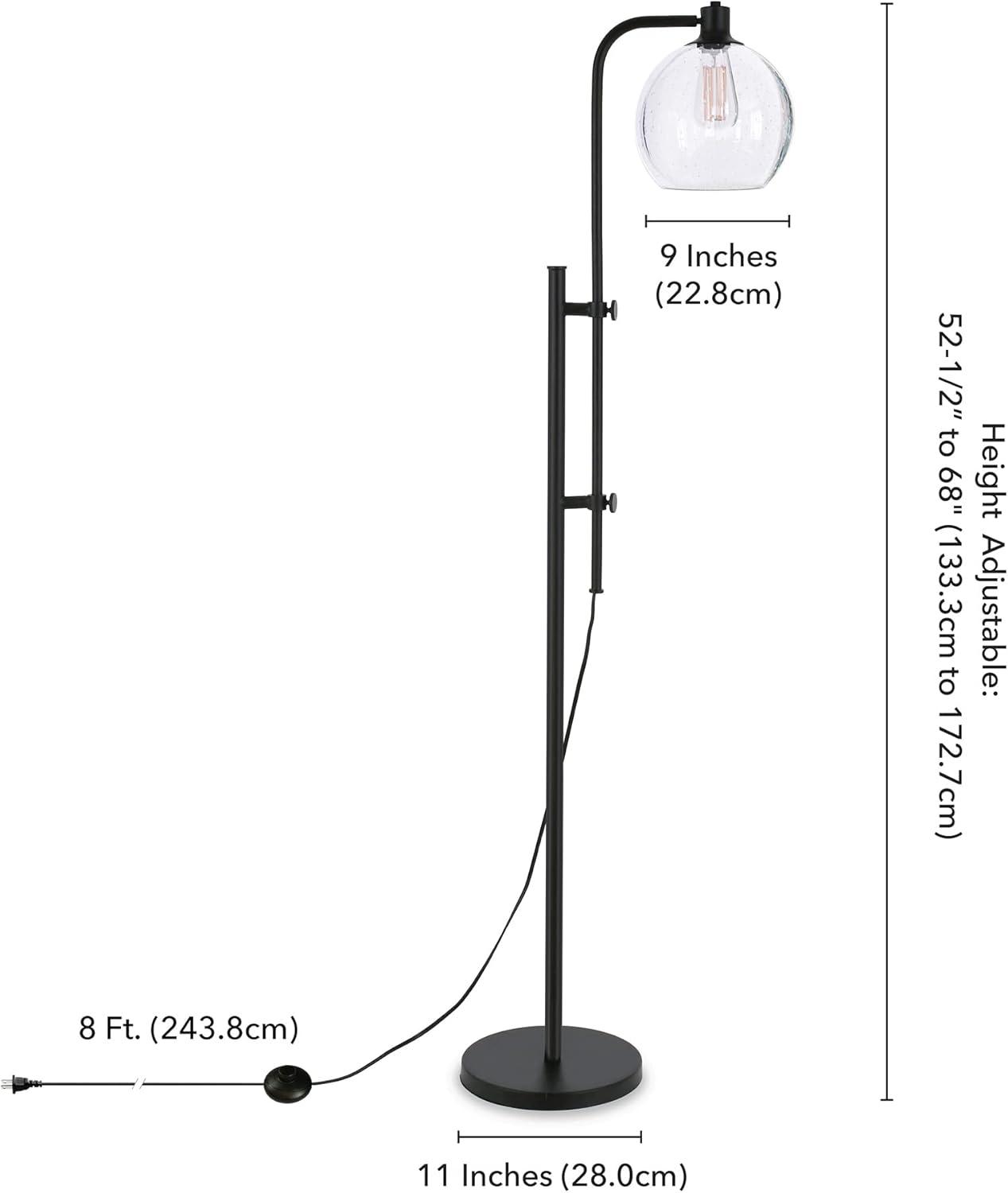 Hampton & Thyme Height-Adjustable Floor Lamp with Glass Shade