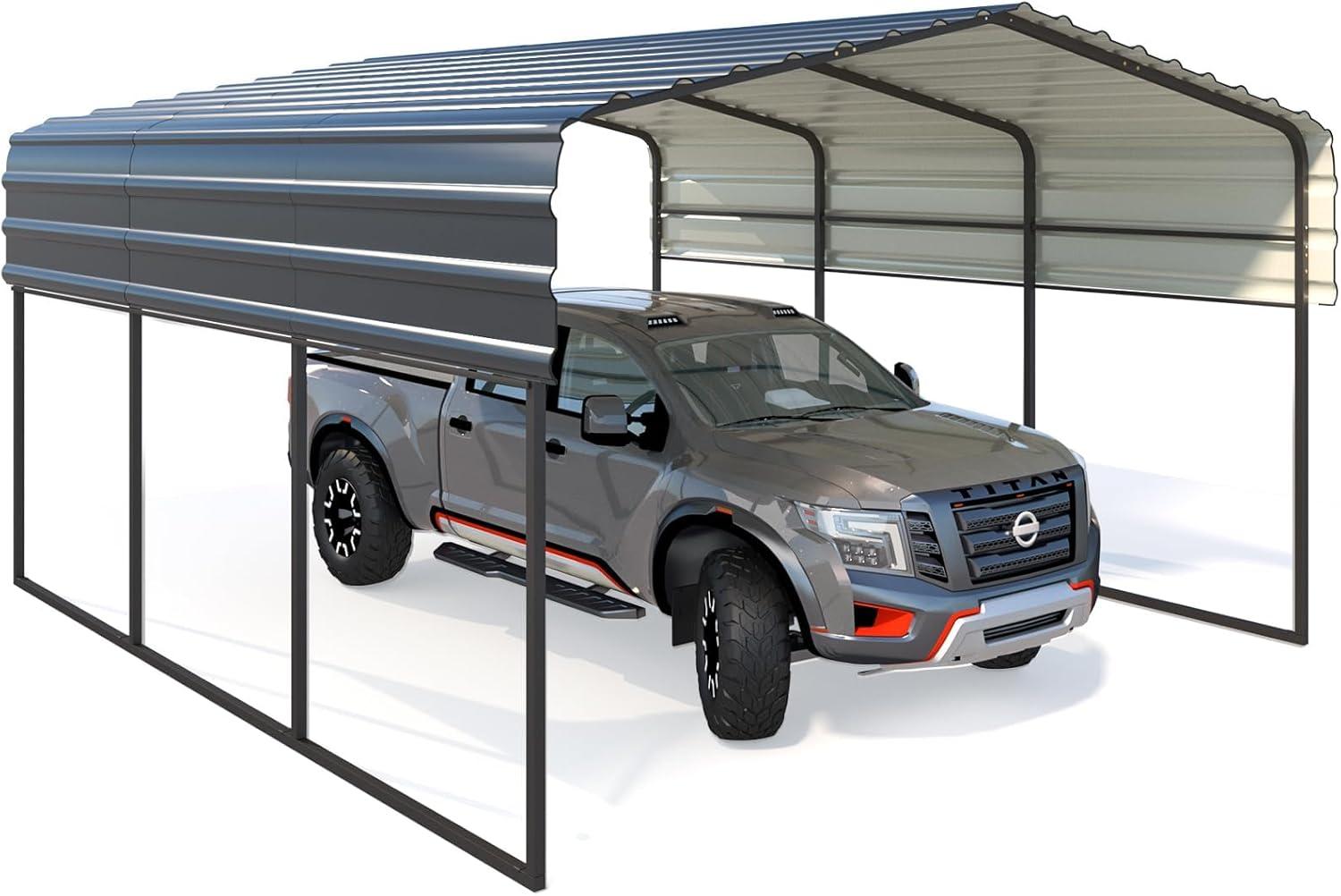 EROMMY 10 Ft. W x 15 Ft. D Carport with Galvanized Steel Roof & Reviews | Wayfair