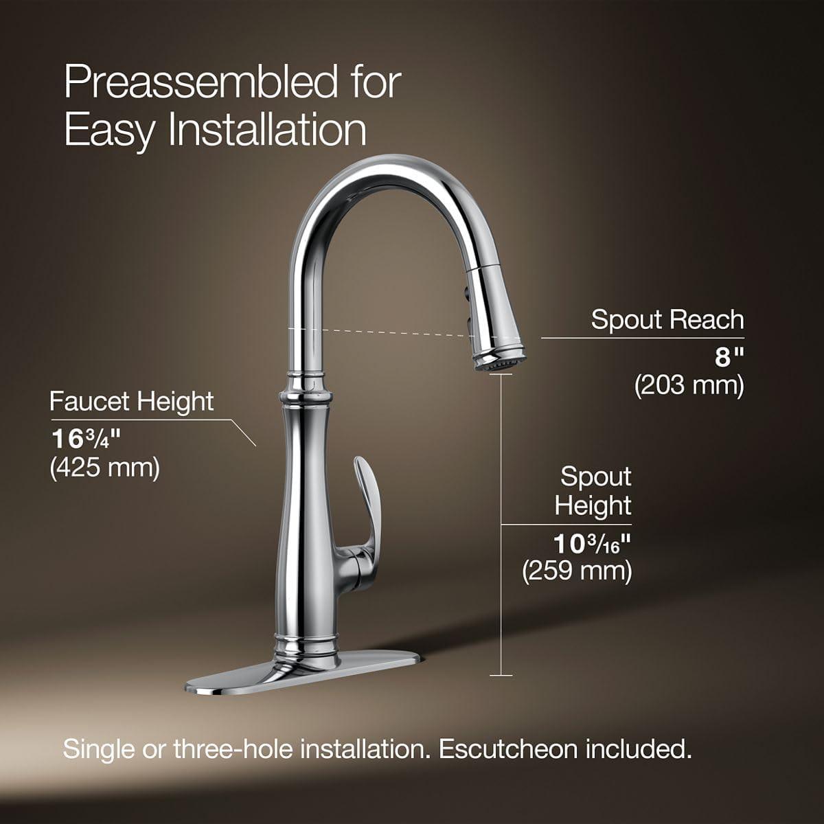 Bellera™ Pull Down Single Handle Kitchen Faucet with Handle and Supply Lines