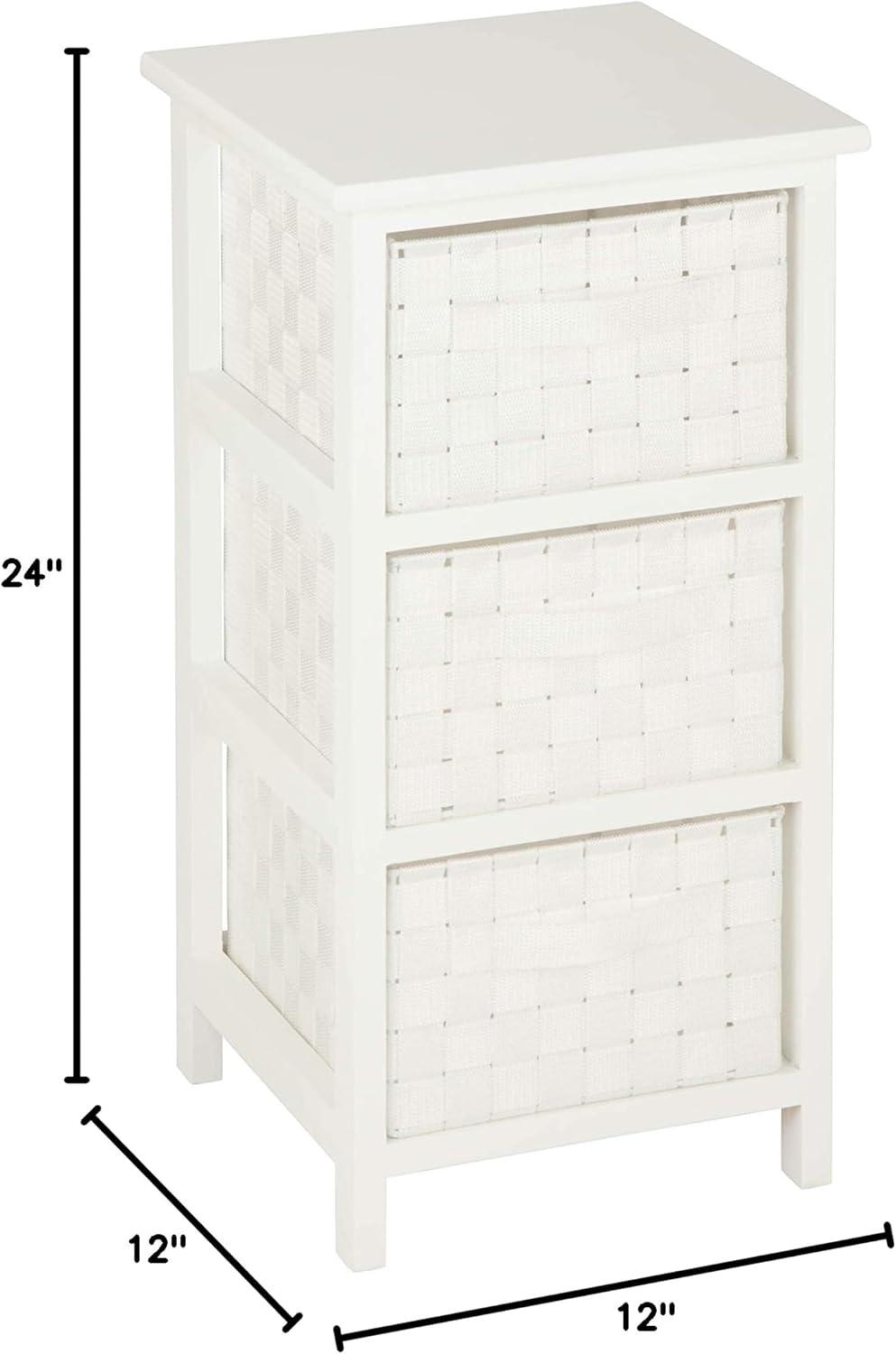 Honey-Can-Do 3 Drawer Chest White: Decorative Storage Drawers, Wood Surface, 24" Height, 12" Depth, 3 Shelves