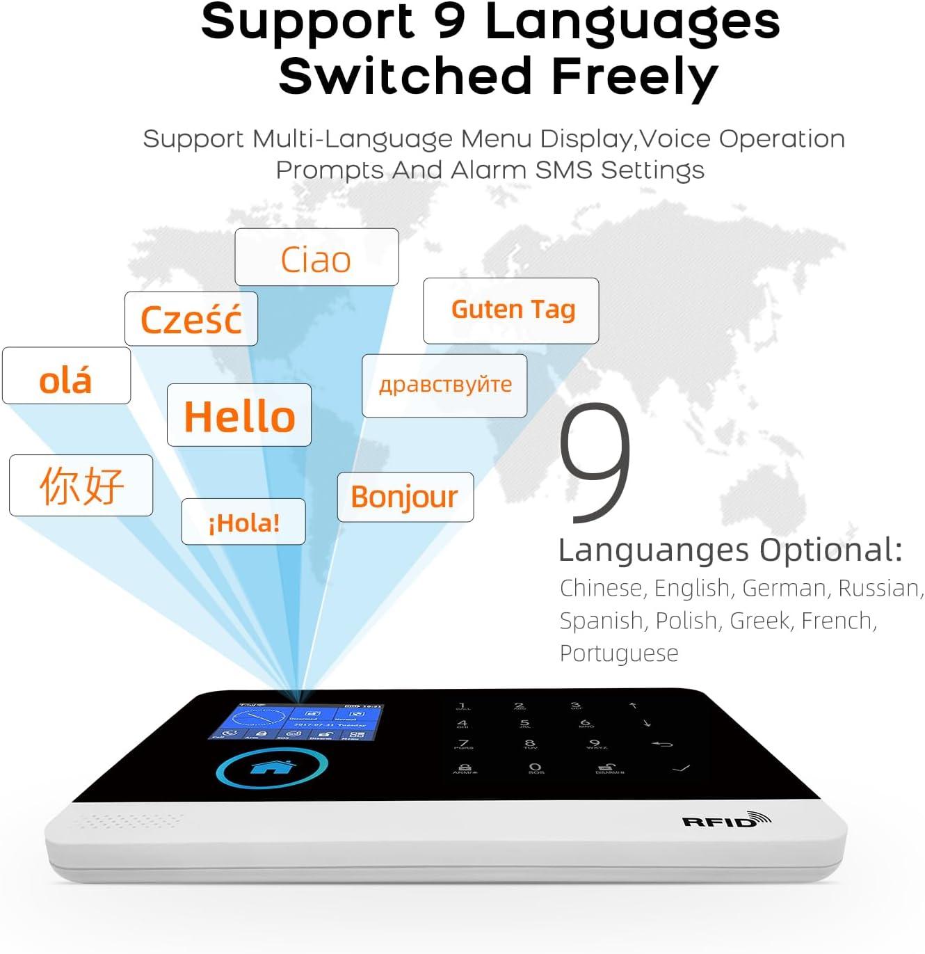 LWOHSI Home Security System,WiFi Wireless Alarm System with Door Window and Motion Sensors,Loud Siren,APP Alerts Push,Compatible with Alexa,NO Monthly Fees for Home Kids Safety (13 Piece Kits)