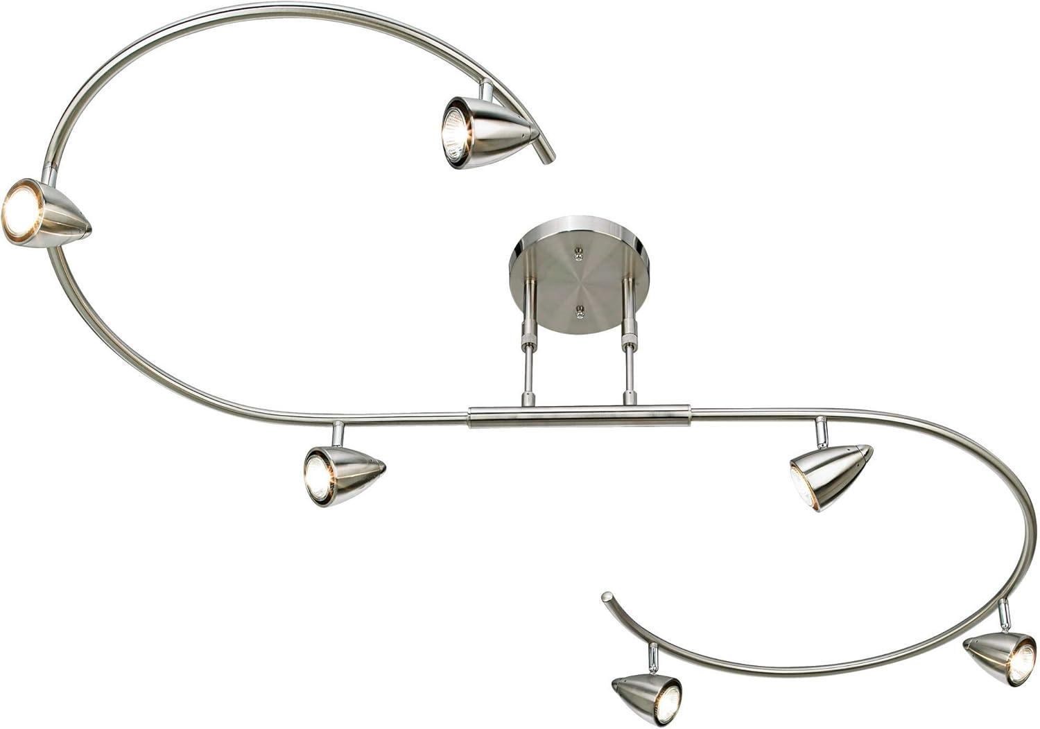 Brushed Nickel Adjustable 6-Head LED Track Light Fixture