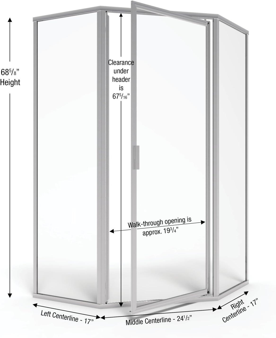 Deluxe 57.625'' W 65.12'' H Framed Neo-angle Reversible Shower Enclosure