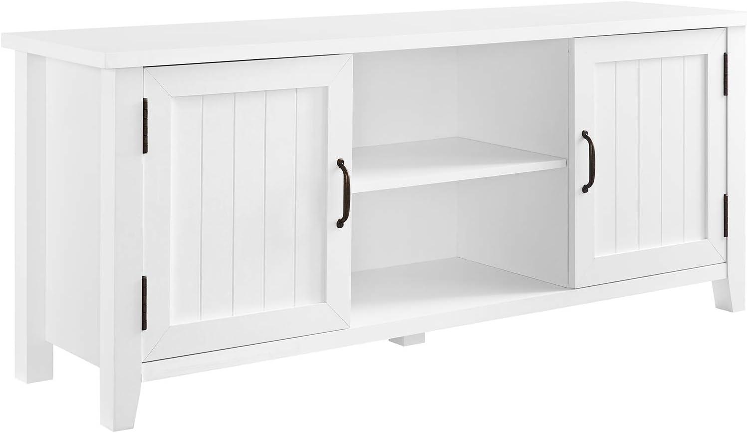 Walker Edison Transitional Grooved-Door TV Stand for TVs up to 65”, White